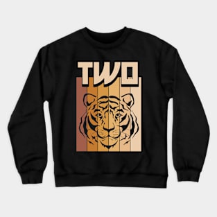 2 Year Old Tiger Birthday Boy Girl 2nd Birthday Tiger Crewneck Sweatshirt